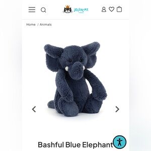NWT: Jellycat medium bashful blue elephant